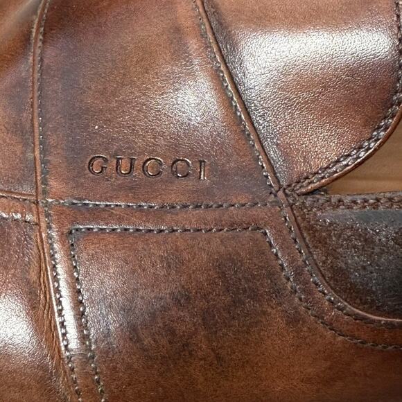 Gucci Men’s Brown Leather Loafers 9.5  Vintage Dress Shoes Classic Slip-On - Picture 12 of 13
